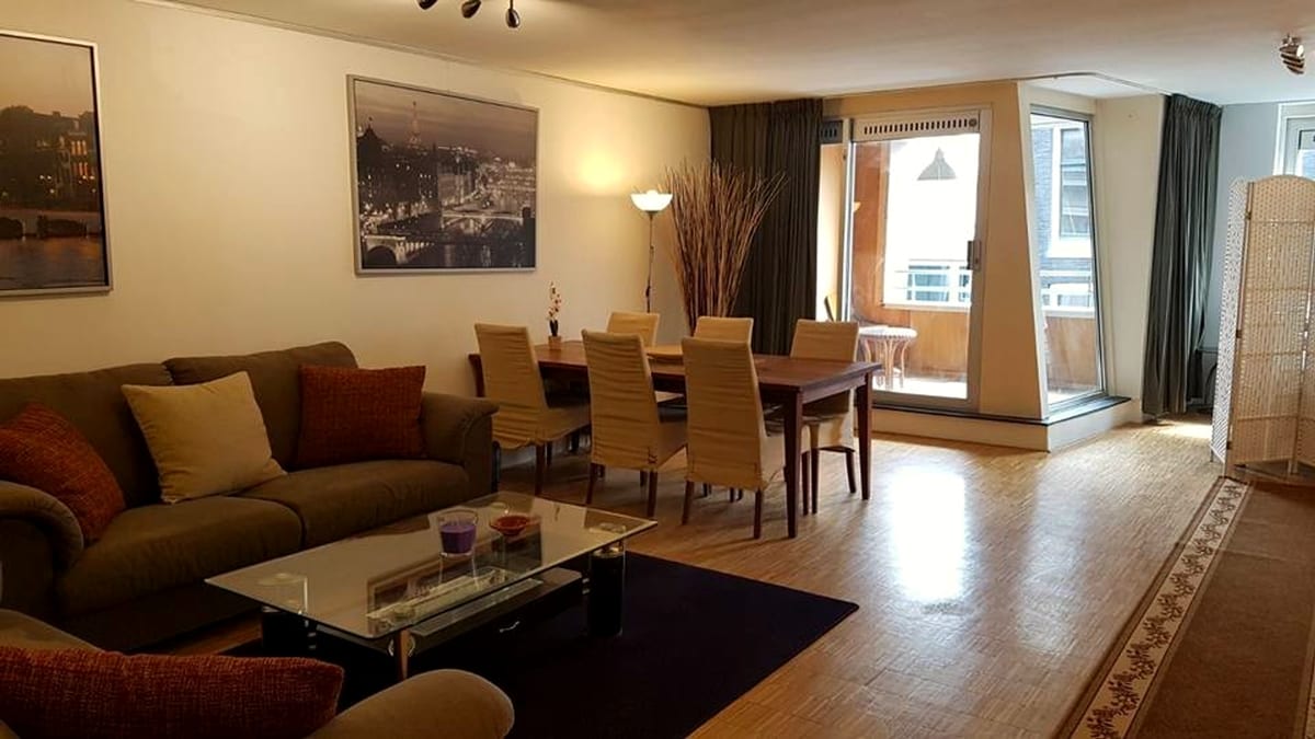 Furnished living room of an AMZ apartment in Amsterdam
